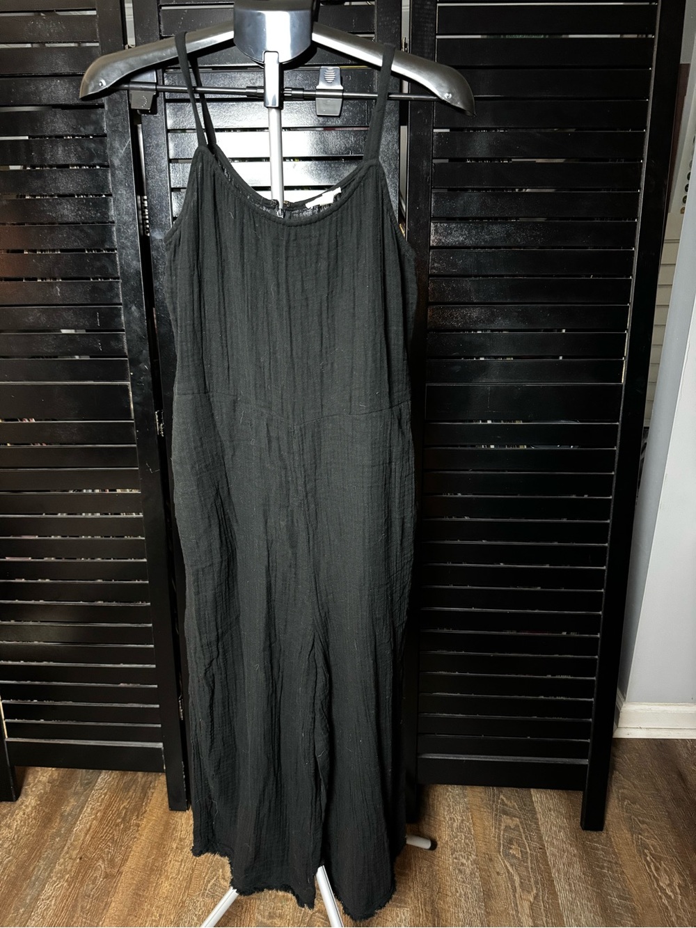 Eileen Fisher Black Sleeveless Romper with Spaghetti Straps
